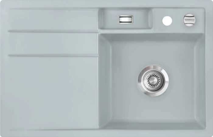 systemceram Bela 78 F Einbau Becken rechts mit Ablauffernbedienung titan