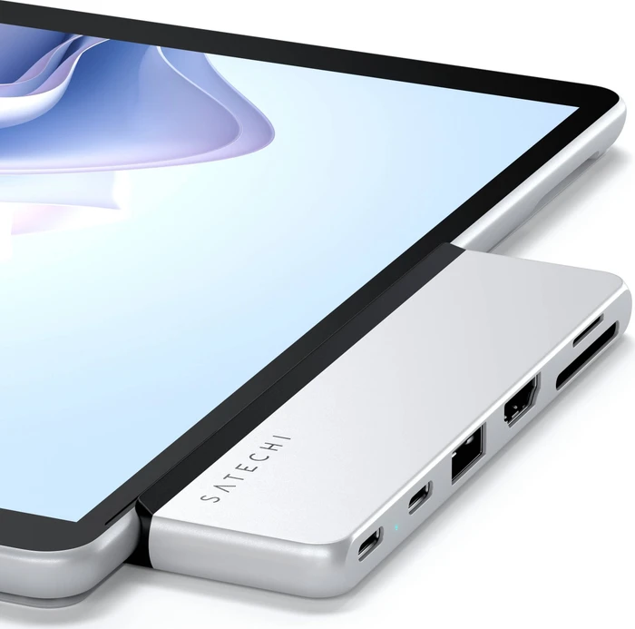 Satechi Dual USB-C Hub For Surface Pro 9, silber, 2x USB4 [Stecker]