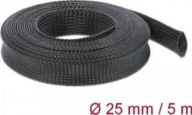 DeLOCK Geflechtschlauch dehnbar, 25mm, 5m, schwarz