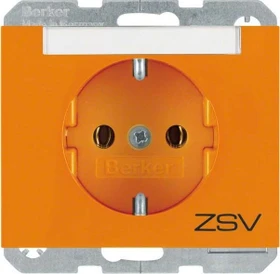 Berker K.5 Steckdose SCHUKO mit Aufdruck "ZSV", orange glänzend
