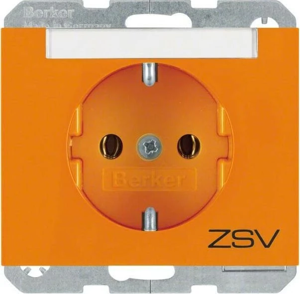 Berker K.5 Steckdose SCHUKO mit Aufdruck "ZSV", orange glänzend