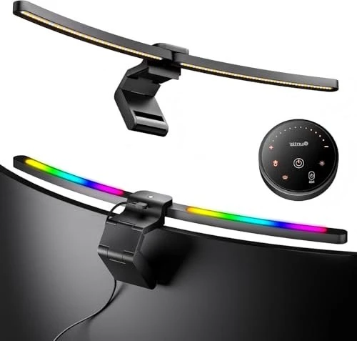 Quntis Curved Monitor LED Leuchte mit RGB, schwarz