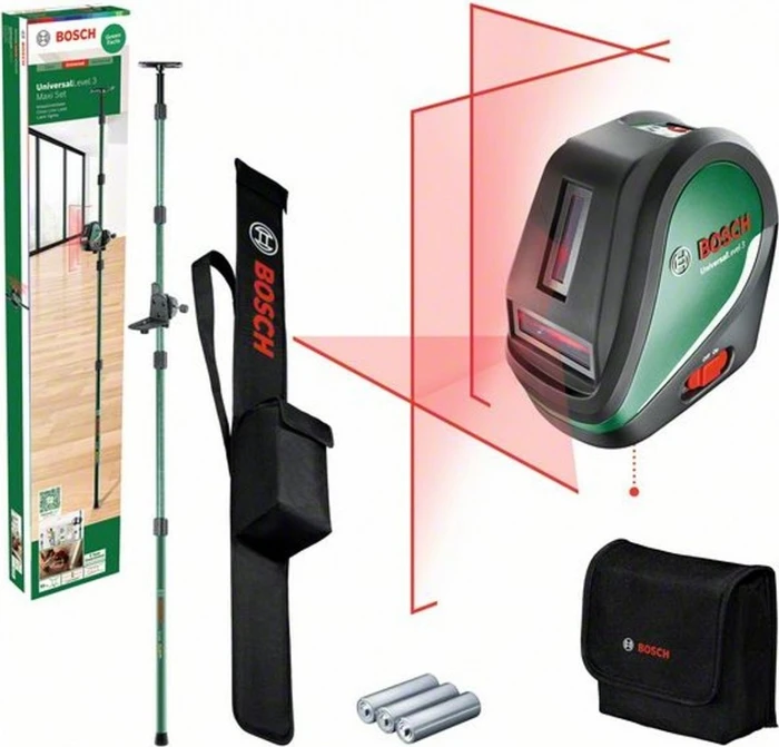 Bosch DIY UniversalLevel 3 Maxi Set Batterie-Kreuzlaser inkl. Tasche + Zubehör