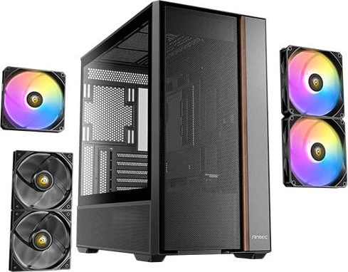 Antec Flux Rear, schwarz/braun, Glasfenster