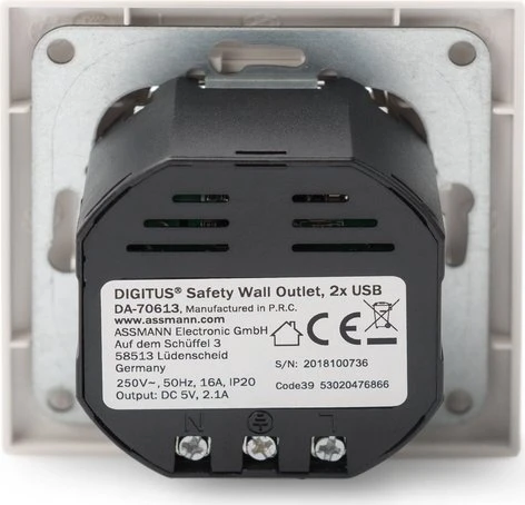 Digitus Sicherheits-Steckdose für Unterputzmontage mit 2USB-Ports