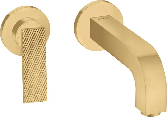 Hansgrohe Axor Citterio 2-Loch Waschbeckenarmatur mit Hebelgriffen Rosetten und Rautenschliff 220mm brushed gold optic