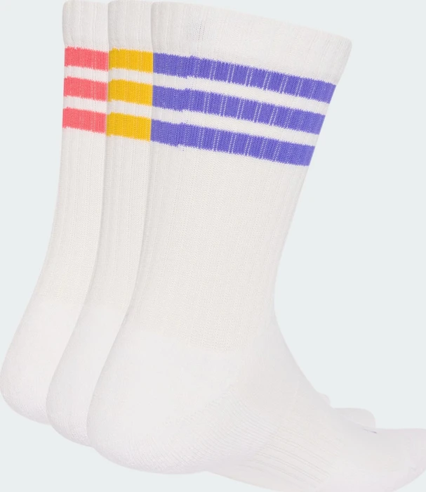 adidas 3-Streifen Cushioned Crew Socken white/solar purple/crew yellow/pure turbo, 3 Paare