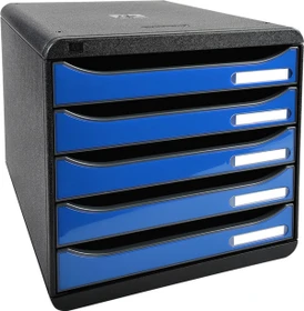 Exacompta Big Box Plus Schubladenbox, 5 Schubladen, eisblau/schwarz