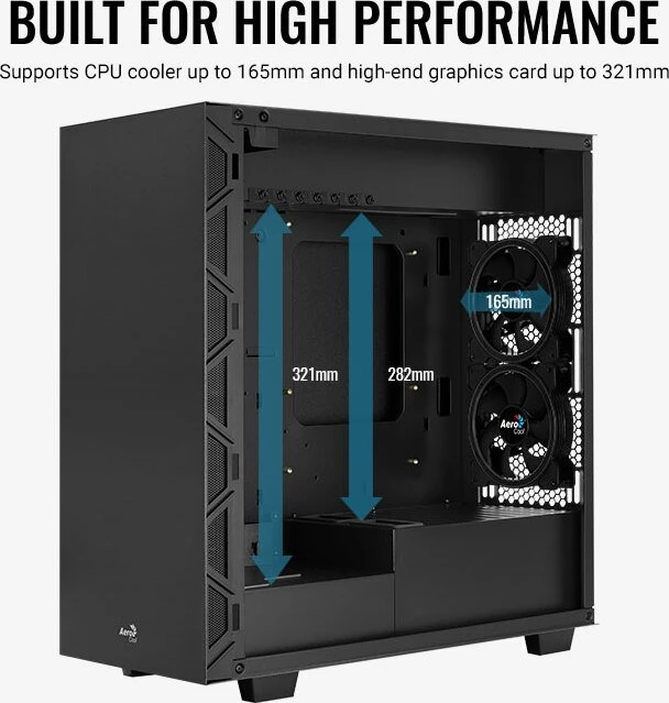 AeroCool Flo, schwarz, Glasfenster