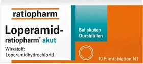 Loperamid-ratiopharm akut 2mg Filmtabletten, 10 Stück