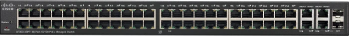 Cisco SF300 Rackmount Managed Switch, 48x RJ-45, 2x RJ-45/SFP, 375W PoE+