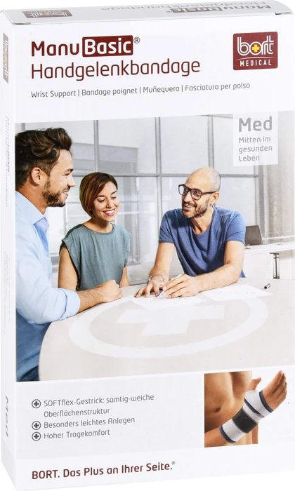 Bort Medical ManuBasic Handgelenkbandage links Größe L silber, 1 Stück