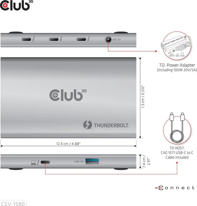 Club 3D 5-in-1 Hub, Thunderbolt 4 [Buchse]