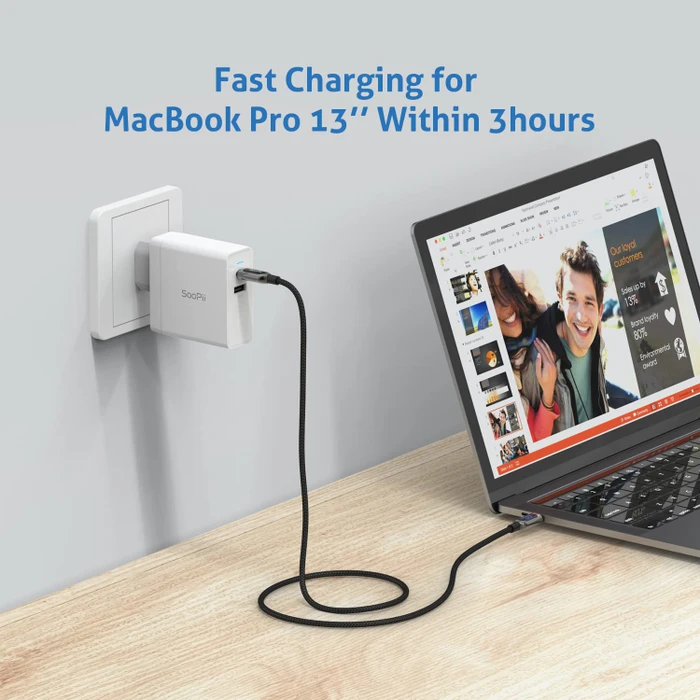 SooPii S10CC, 100W LED Display USB-C to USB-C Cable, 1.20m
