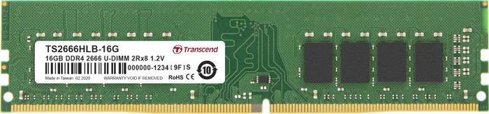 Transcend UDIMM 16GB, DDR4-2666, CL19-19-19, 2RX8
