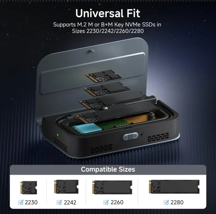 Cable Matters Foldable NVMe SSD Enclosure, M.2, USB4