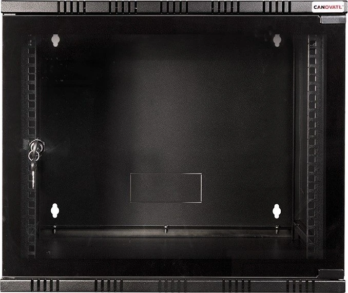 LogiLink Canovate SOHO Wandgehäuse 15HE, Sicherheitsglastür, schwarz, 550mm tief