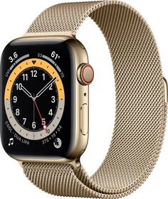 Apple Watch Series 6 (GPS + Cellular) 44mm Edelstahl gold mit Milanaise-Armband gold