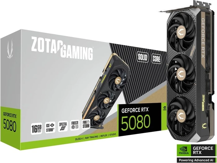 Zotac Gaming GeForce RTX 5080 SOLID CORE, 16GB GDDR7, HDMI, 3x DP