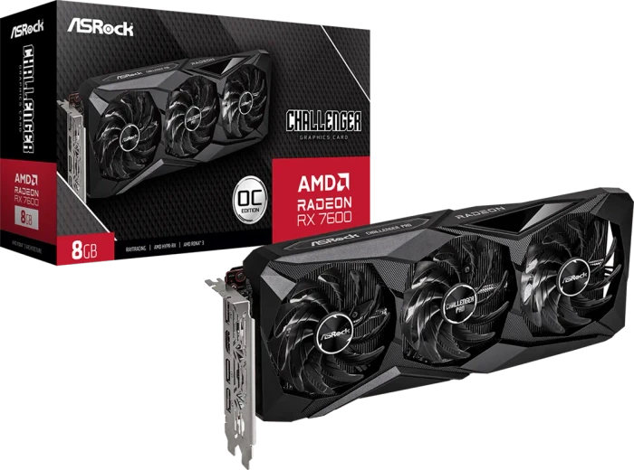 ASRock Radeon RX 7600 Challenger Pro 8GB OC, RX7600 CLP 8GO, 8GB GDDR6, HDMI, 3x DP