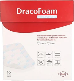 Dr. Ausbüttel DracoFoam Infekt haft sensitiv Schaumstoff Wundauflage, 7.5 x 7.5cm, 10 Stück