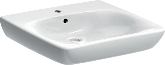 Geberit Renova Comfort Waschtisch barrierefrei 60cm, Hahnloch mittig, mit Überlauf, weiß/KeraTect