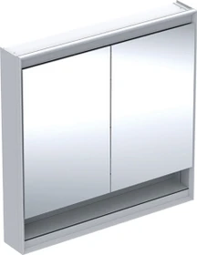 Geberit ONE Spiegelschrank ComfortLight, Nische, 2 Türen, AP-Montage, 90cm, weiß/Aluminium pulverbeschichtet
