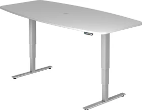 Hammerbacher Ergonomic Aktiv XDSM22/5/S elektrisch höhenverstellbarer Konferenztisch 220x103cm grau/silber