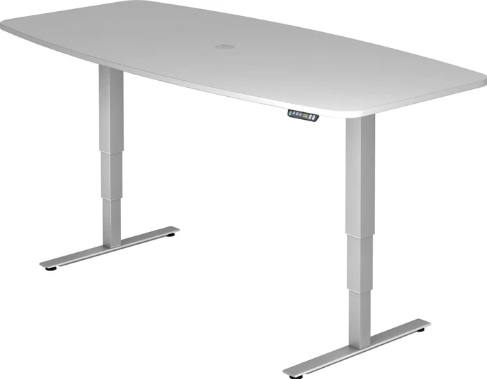 Hammerbacher Ergonomic Aktiv XDSM22/5/S elektrisch höhenverstellbarer Konferenztisch 220x103cm grau/silber