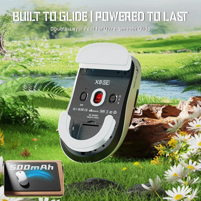 Attack Shark X8 SE Tri-mode Wireless Gaming Mouse, weiß, USB/Bluetooth