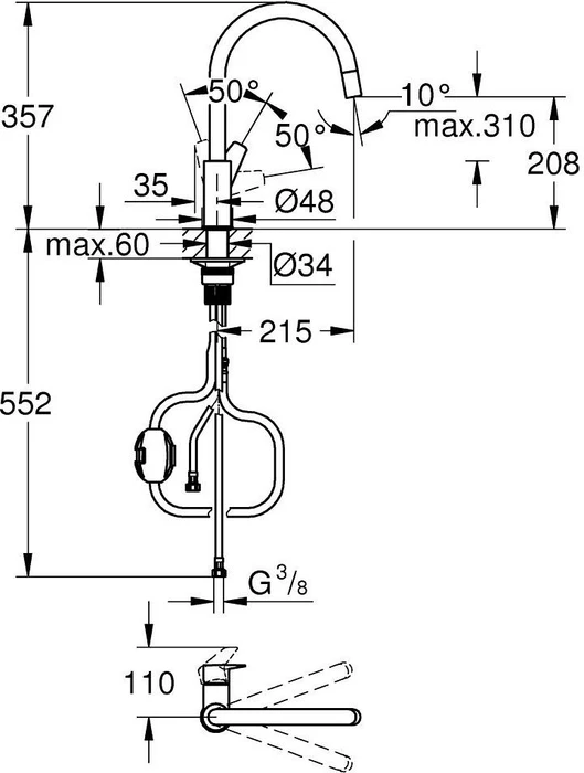 Grohe StartEdge Einhand-Spültischbatterie 1/2" chrom
