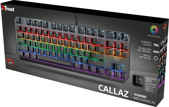 Trust Gaming GXT 834 Callaz TKL, LEDs RGB, Outemu Red, USB, DE