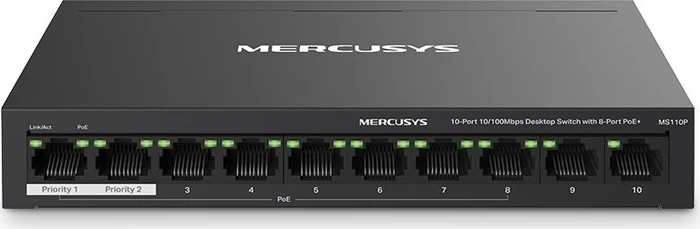 Mercusys Desktop Switch, 10x RJ-45, 65W PoE+