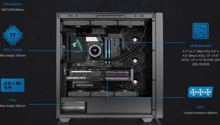 Thermaltake AX500, schwarz, Glasfenster