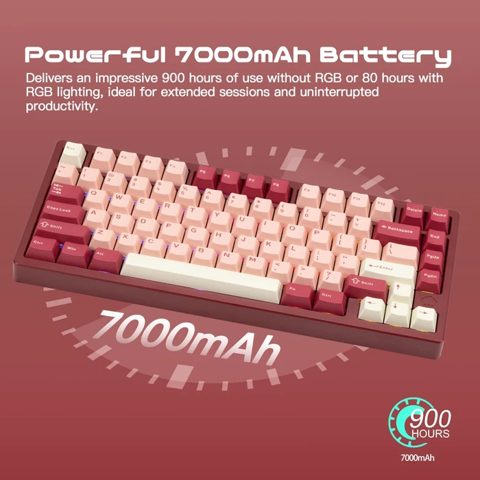 Wobkey Rainy 75 Pro, rot, LEDs RGB, Kailh Cocoa, USB/Bluetooth, US