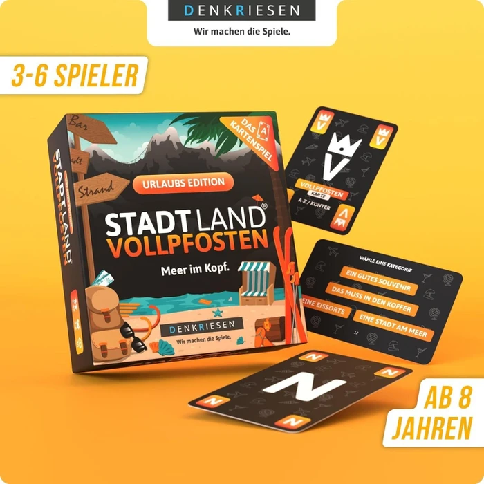 Stadt Land Vollpfosten - Das Kartenspiel - Urlaubs Edition Meer im Kopf