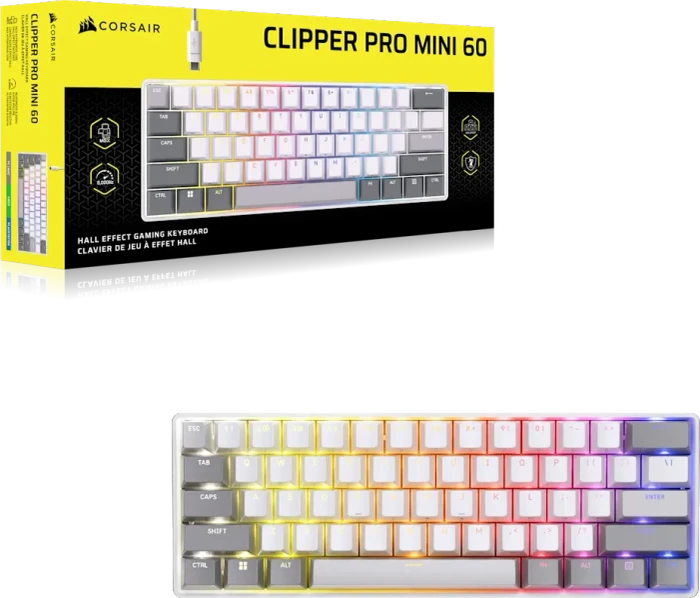 Corsair Clipper Pro Mini 60 Hall Effect, weiß, Corsair MGX Hyperdrive, USB, US