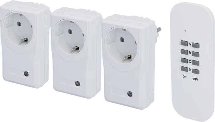 uniTEC 3+1 Micro, Funksteckdose mit Fernbedienung weiß, Set