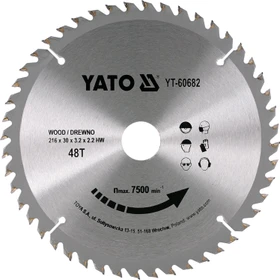 Yato YT-60682 HM Kreissägeblatt 48Z, 216x2.2x30mm, 1 Stück