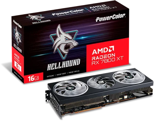PowerColor Hellhound Radeon RX 7800 XT, 16GB GDDR6, HDMI, 3x DP