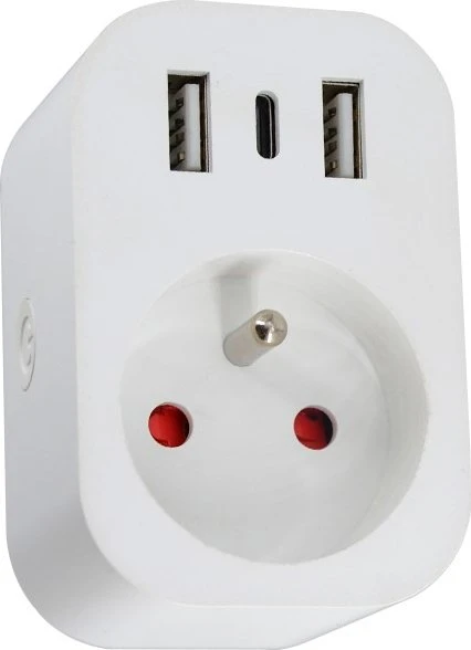 Immax Neo Lite Smart Plug Indoor weiß, 3680W, 2x USB-A/1x USB-C, Typ E, Smart-Steckdose