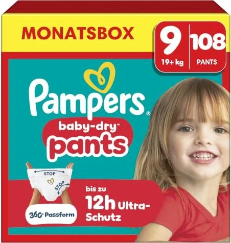 Pampers Baby-Dry pants Gr.9 Einwegwindel, 19+kg, 108 Stück