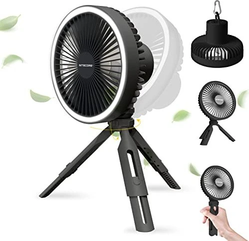 Nitecore Tischventilator mit Licht und Powerbank grau