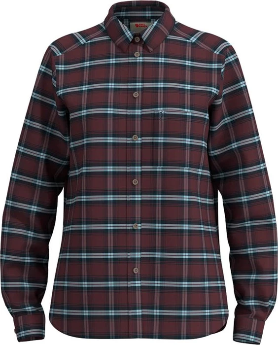 Fjällräven Övik Flannel Hemd langarm port/breeze blue (Damen)