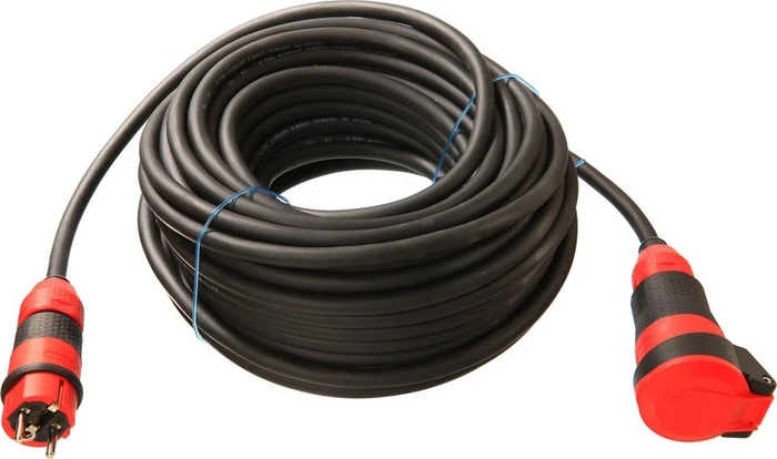 as-Schwabe SCHUKOultra Pro Gummi Verlängerungskabel IP44 schwarz/rot, H07RN-F 3G2.5 3-polig, 25m