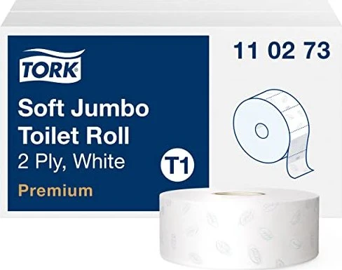 Tork T1 Premium Jumbo Großrollen-Toilettenpapier 2-lagig weiß, 6 Rollen