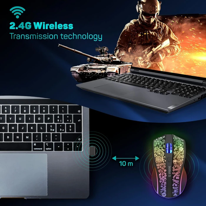 Connect IT Doodle 3 Wireless Gaming Mouse schwarz, USB