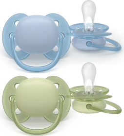 Philips Avent SCF091/37 ultra soft Beruhigungsschnuller, 0-6M, Silikon, blau/grün, 2 Stück