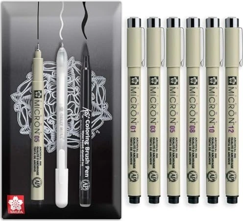 Sakura Pigma Micron Fineliner-Set schwarz, 6 St.