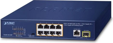 Planet FGSD Rackmount Switch, 8x RJ-45, 1x RJ-45/SFP, 120W PoE+